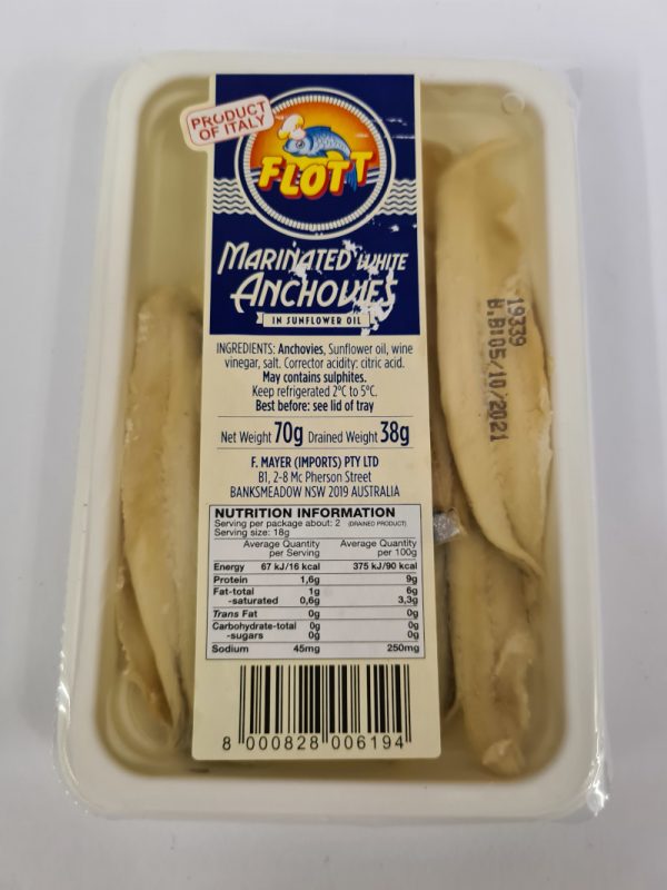 ANCHOVIES MARINATED WHITE 38G FLOTT Three Brothers Fresh
