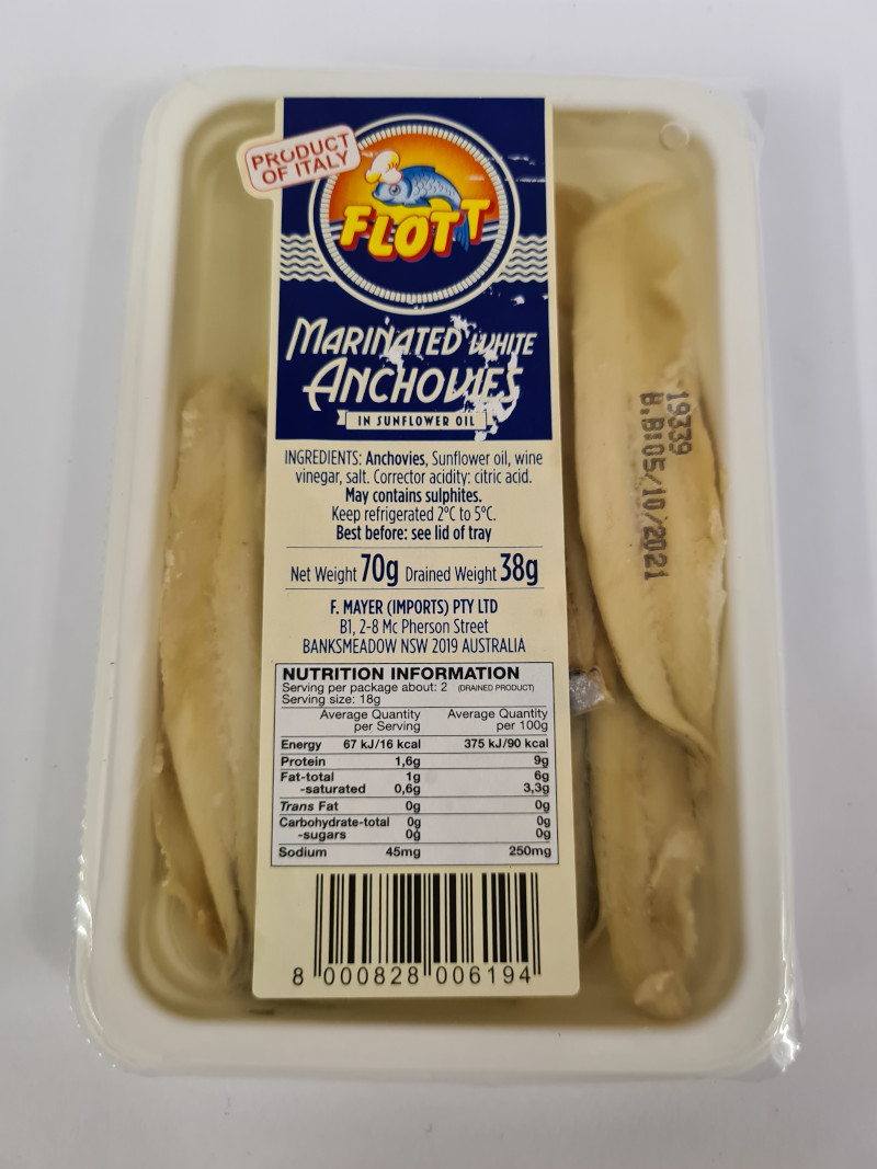 ANCHOVIES MARINATED WHITE 38G FLOTT Three Brothers Fresh